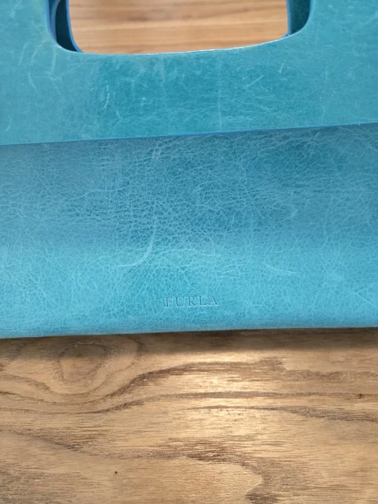 Furla teal leather clutch , Handbag Leather Made In Italy - Picture 3 of 13